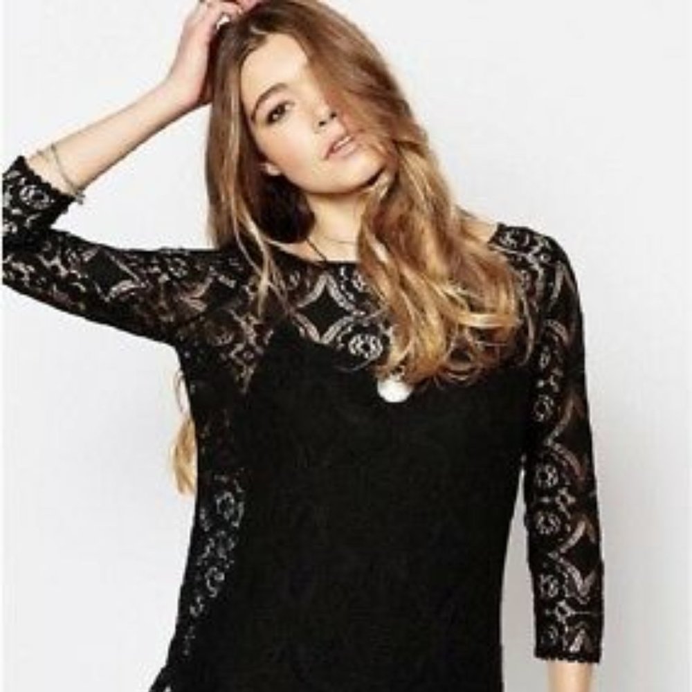 NWT Free People Black Lace Mini Dress